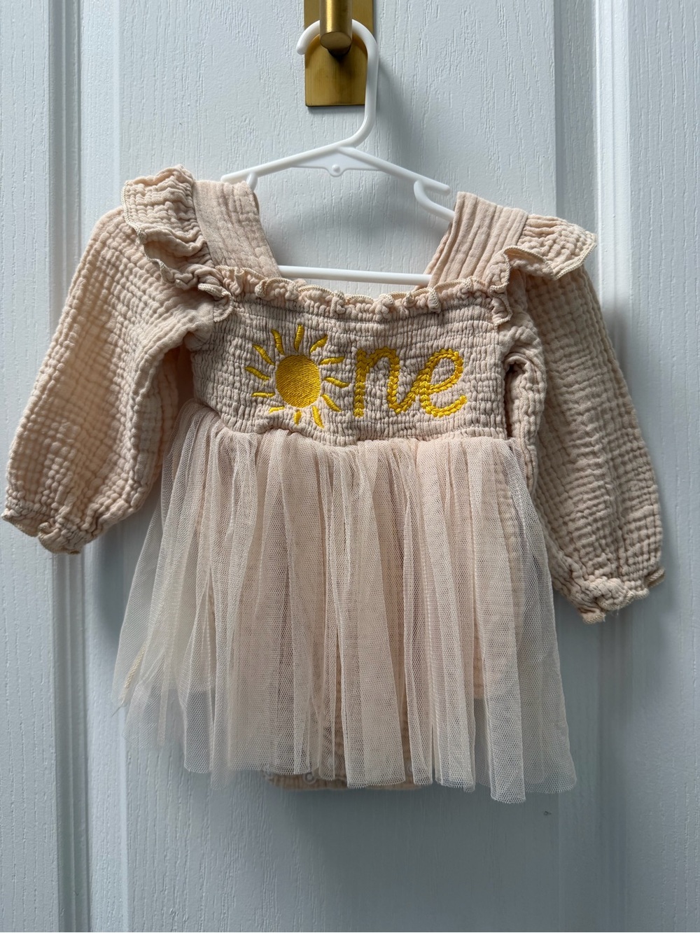Cream Sun 'One' Tulle Birthday Dress 12 months